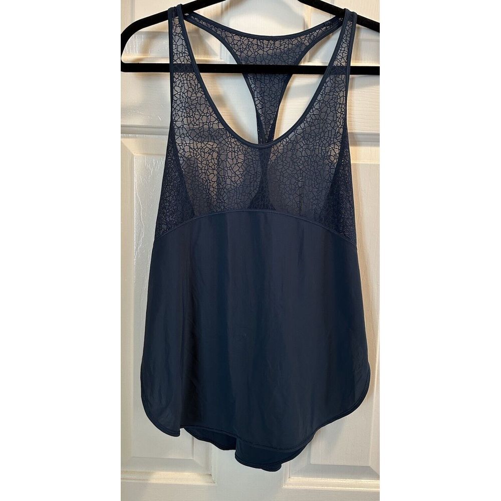 Lululemon Size 6 Twist and Train Tank‎ Jaded Navy Mesh EUC!